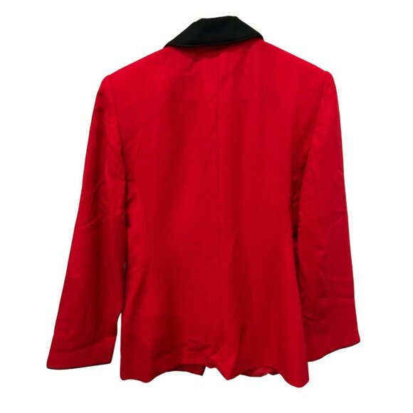 Vintage 90s Harris Wallace Red Black Wool Blend Military Style Jacket Size 8P - Picture 2 of 7